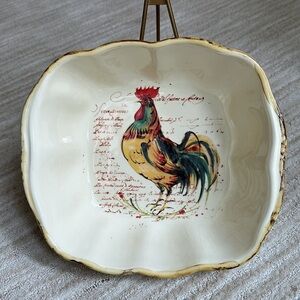 EUC Sur La Table Rooster Script Italian Italy Baking Serving Dish 10 3/4" Baker